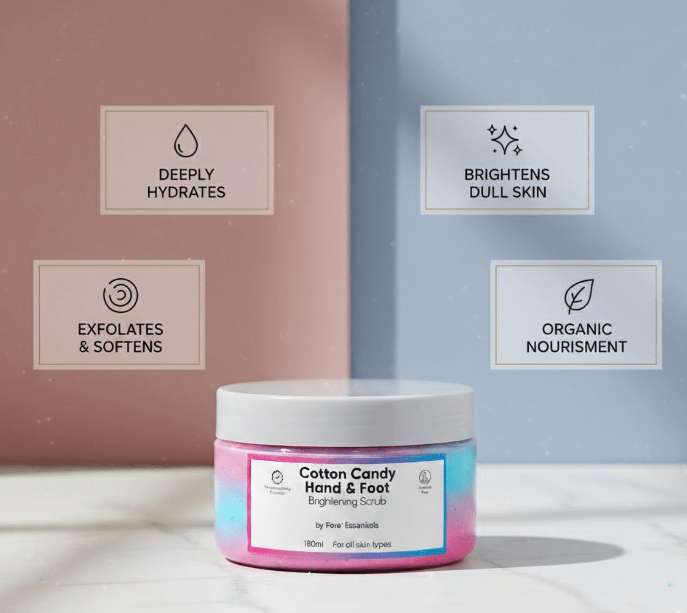 Hand and Foot Brightening Cotton Candy Scrub - Fore Essential